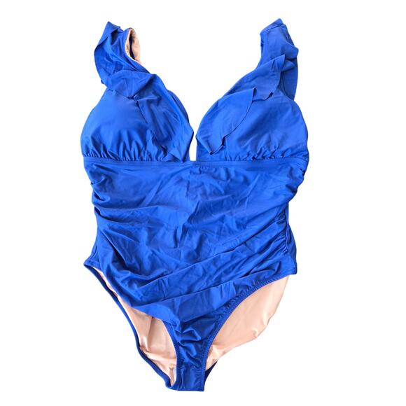J. Crew Ruched Ruffle One-Piece Swimsuit Size 24 NWT - Picture 1 of 7